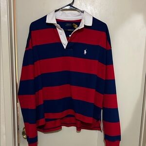 Polo by Ralph Lauren Men's Red and Blue Striped Shirt